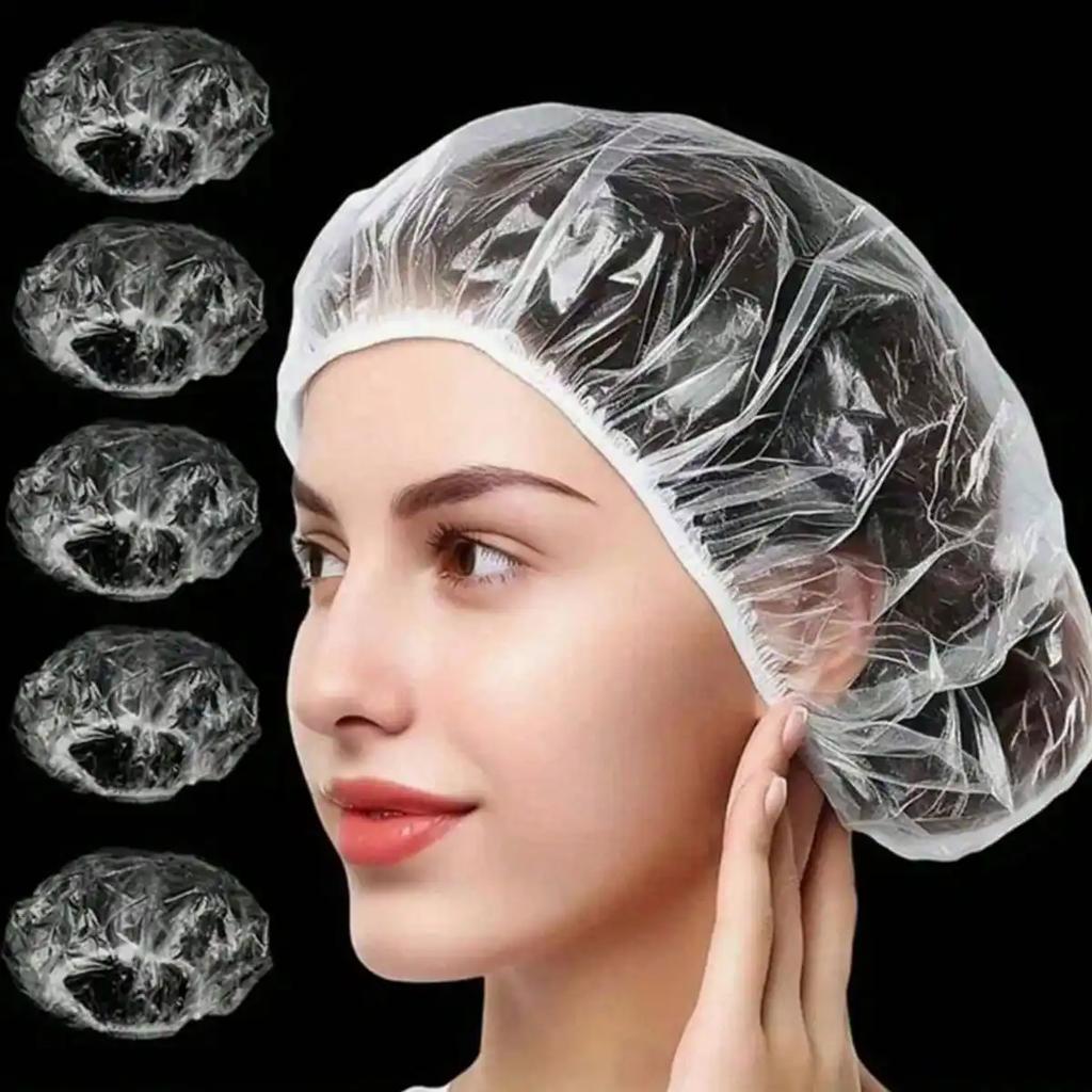Disposable Shower Cap,Head Cover,Elastic Mouth Strip Shape,Plastic,Thick PE,Hair Salon,Hair Dye,Hair Salon,Hotel,Shower Use