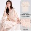 Women's summer pajamas with chest pads, pure cotton short-sleeved cropped pants pullover, new pure cotton women's loungewear set