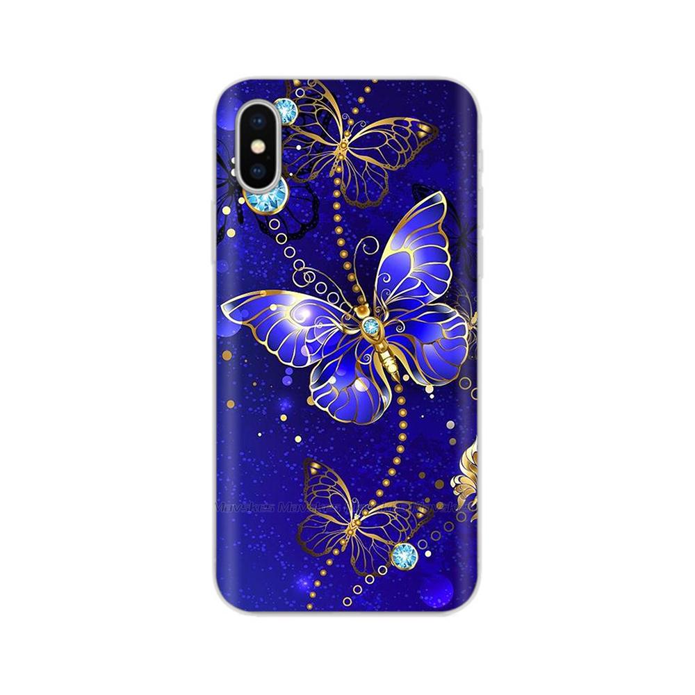 For iPhone X Case For iPhone Xs Case Fashion Soft Silicone Housing For iPhoneX Transparent Phone Back Covers Shell Flowers Coque