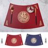 New Chinese restaurant Hotel round table leather placemat Western food mat Double-sided fan-shaped thermal insulation dining table mat Plate mat Fu