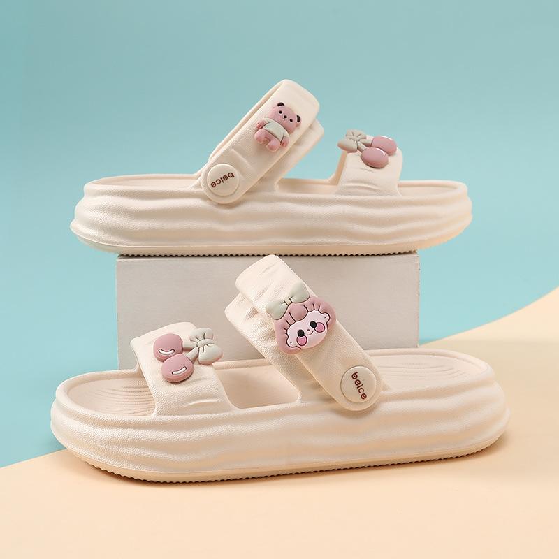 

Eva Charming Cartoon Clogs For Girls Breathable Stylish Nonslip Sandals Summer Beige Cherry Bear,30/31