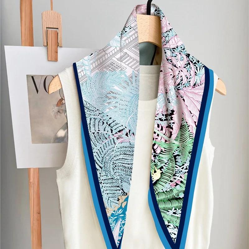 Rhombus Silk Scarf Simulation Silk Twill Women S Pointed Corner Digital Printing Spring And Autumn Literary 122cm