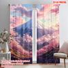 2pc  2D plane printing Contemporary Curtains Cherry blossoms and Mount Fuji Polyester (without rod) All Seasons Ldeal for