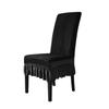 Universal Elastic Velvet Dining Chair Cover Dust Proof Solid Color Chair Protector with Ruffled Edges Chair Slipcover Wedding