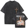 Hot Sale Rosalia Lux Graphic Print Tshirt Unisex Women Vintage Washed Harajuku Fashion Oversized Cotton Solf Casual Summer New Tee