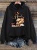 Women'S Hooded Sweatshirt, Dancing Skeleton Couple Rose Graphic Pocket Hoodie, Gothic Day of The Dead Streetwear Pullover
