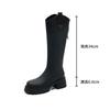 Versatile Leather Knight Boots Thick Sole Thick Heel But Knee Mid Boots Retro Fashion Thin Boots Slim Fashion Boots