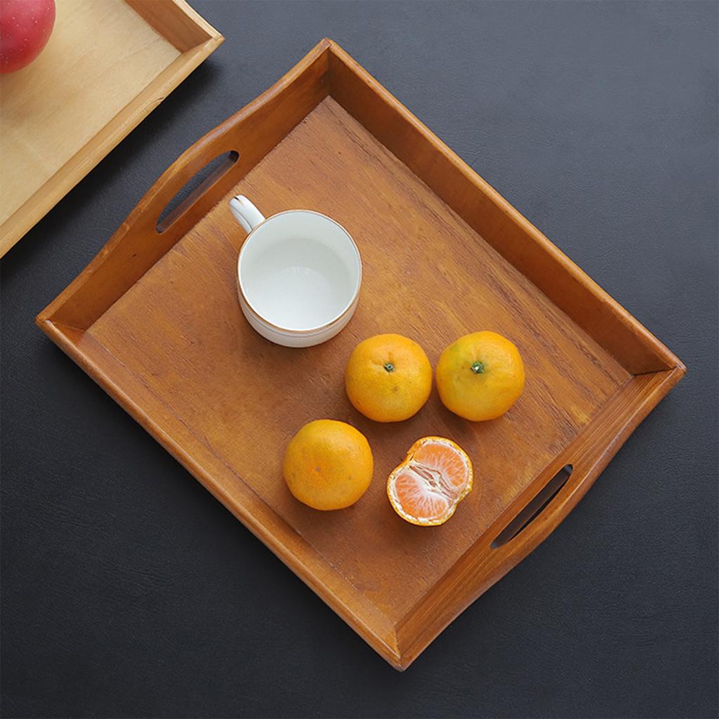 Vassoio da Cena Multifunzionale Grande in Legno con Manico per Colazione Frutta Cibo Caffè Tè