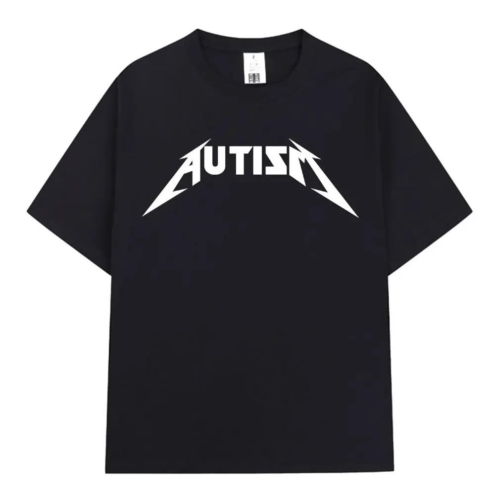 T-shirt Meme Rock Metal Autismo Unisex Moda Unisex Hip Hop Manica Corta Magliette Oversize 100% Cotone Magliette Comode Streetwear