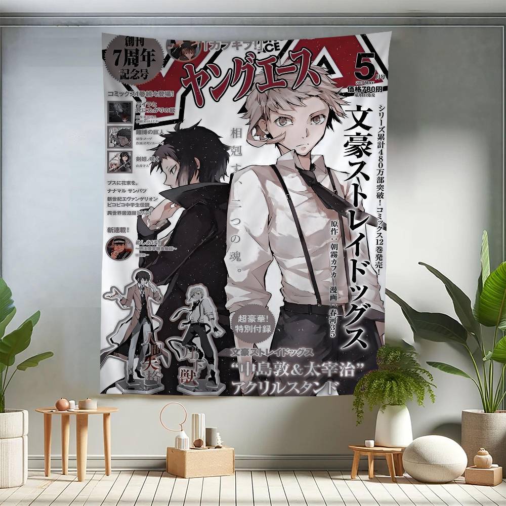 Bungo Stray Dogs DIY Anime Wall Tapestry Hippie Flower Wall Carpets for Dorm Study Room Rental House Home Wall Art Decor
