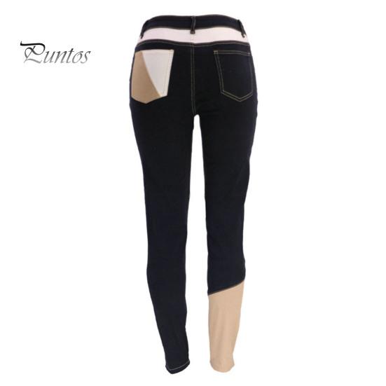 Pencil Jeans Color Block Multi Pockets Button Zipper Fly Women Denim Pants Butt-lifting High Waist Trousers Streetwear
