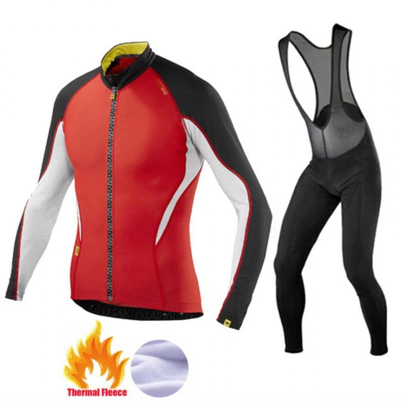 Winter Cycling Long Sleeve Jersey Thermal Pants Set Warm Fleece Insulated Outfit Road Mountain Bike Riding
