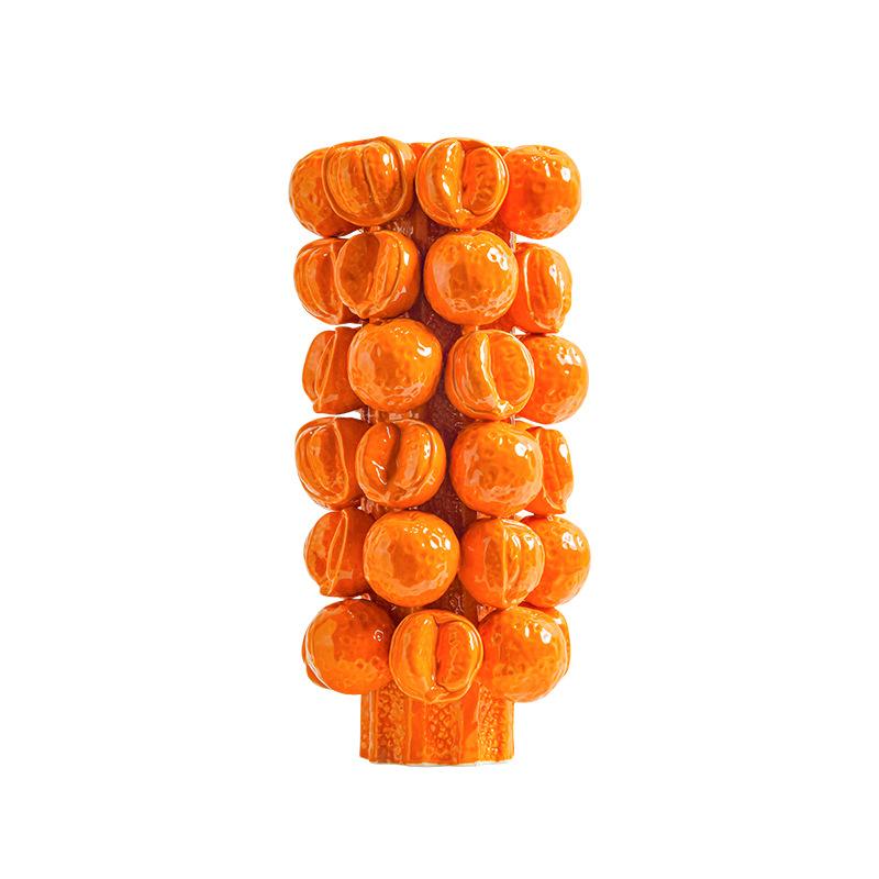 Fruit Relief Ceramic Vase Three-dimensional Orange Handmade Jar Flower Vase Ceramic Handicrafts Flowerpot Home Decoration