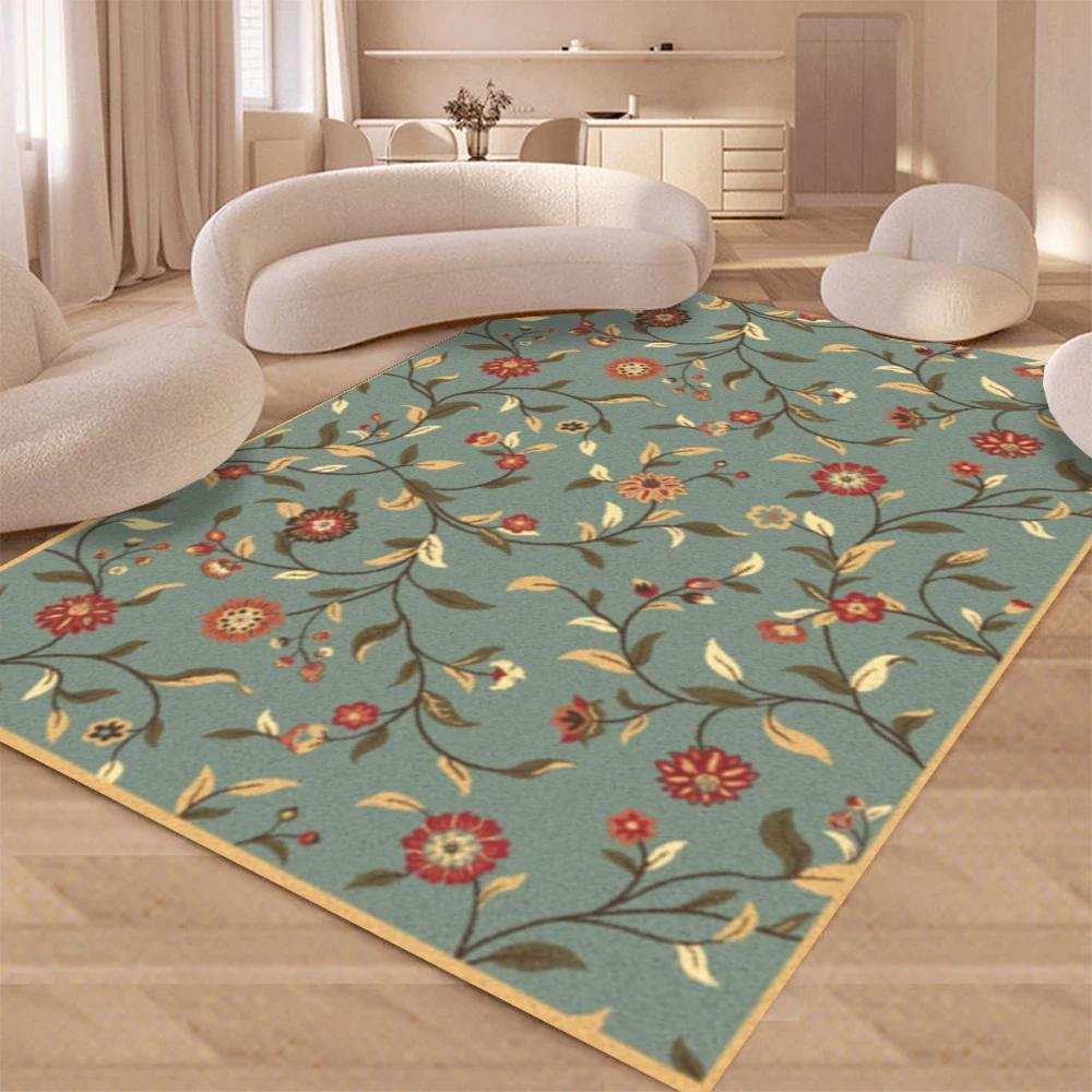 Pink Floral Leaf Pattern Non-Slip Carpet Washable Rug for Bedroom Living Room Lounge Floor Mat Indoor Rug Machine Washable