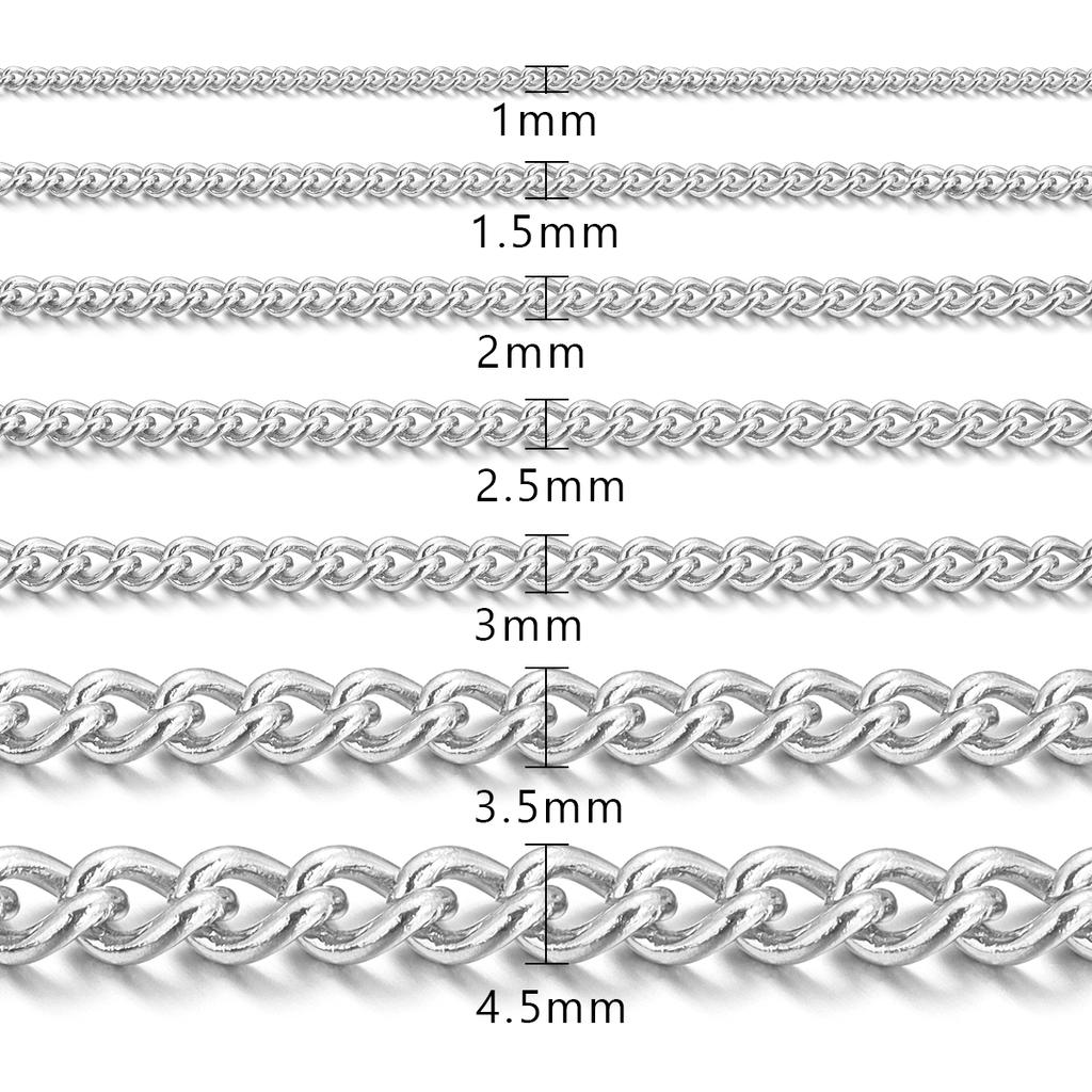 5Yards Stainless Steel Chains 1/1.5/2/2.5/3/3.5/4.5mm Bulk Link Chains For DIY Jewelry Making Necklace Bracelets Accessories