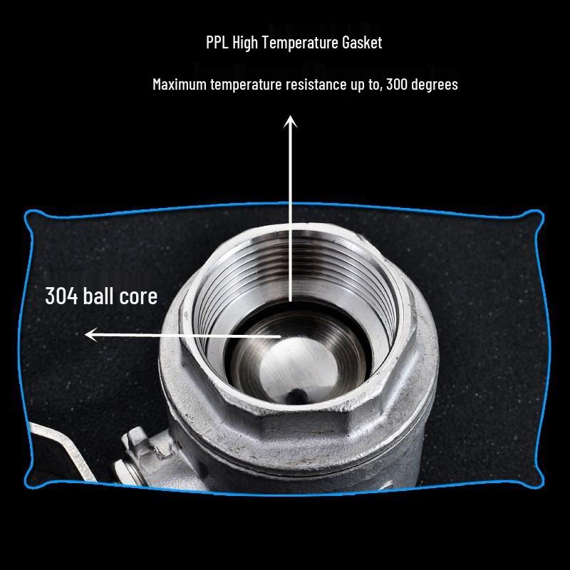 304/316 Stainless Steel High-Temperature Ball Valve, NPT Thread, Two-Piece, for Boiler/Steam, Sizes: 1/2", 3/4", 1