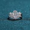 Silver 925 Original Excellent Cut 0.8 Ct Diamond Test Past Moissanite Cronw Ring Set Sparkling Gemstone Wedding Rings for Women