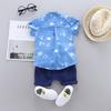 Summer Baby Boys 0-4 Years Short Sleeve Cartoon Fish Printed Shirt Short Pant 2pcs Clothing Set Children Cotton Suit