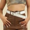 Fashion Skinny Belt Girls Glitter Hiphop Styles Belt Double Grommet Waistband for Punk Fashion Enthusiasts