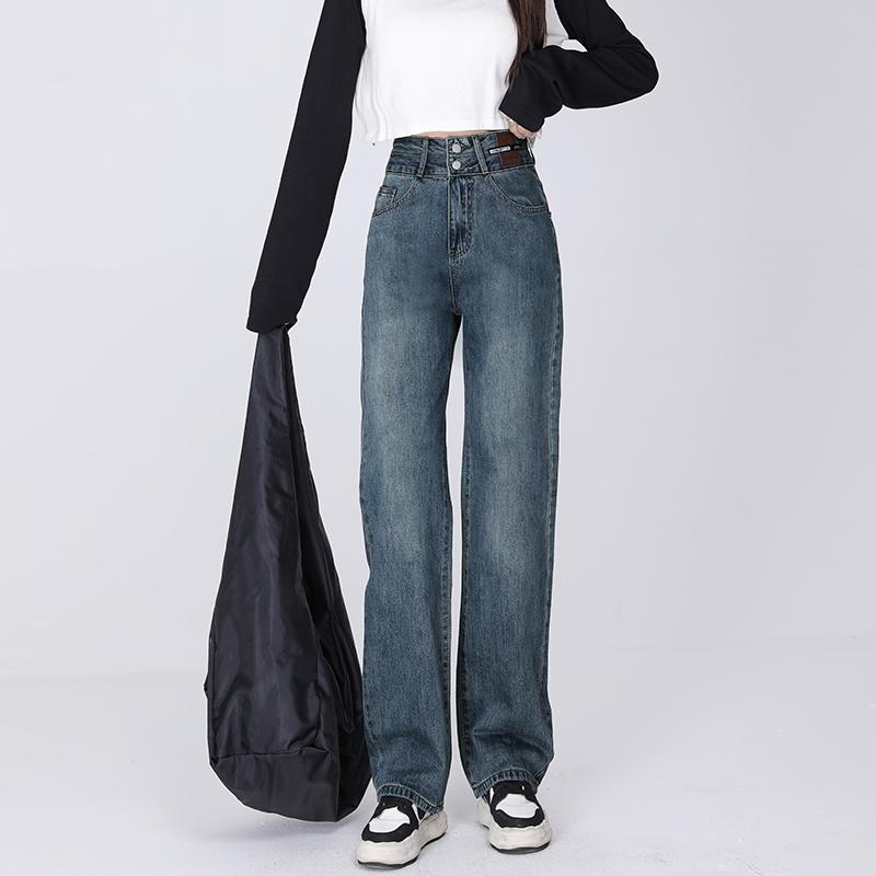 Toamna 2022, pantaloni de denim cu picioare largi, largi, casual, îmbrăcăminte de stradă, clasici, drepți, vintage, blugi, tendințe Harajuku, talie înaltă pentru femei