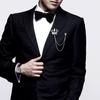 Unisex brož ve tvaru koruny střapec Řetízek do klopy Pin Retro Corsage Suit doplněk