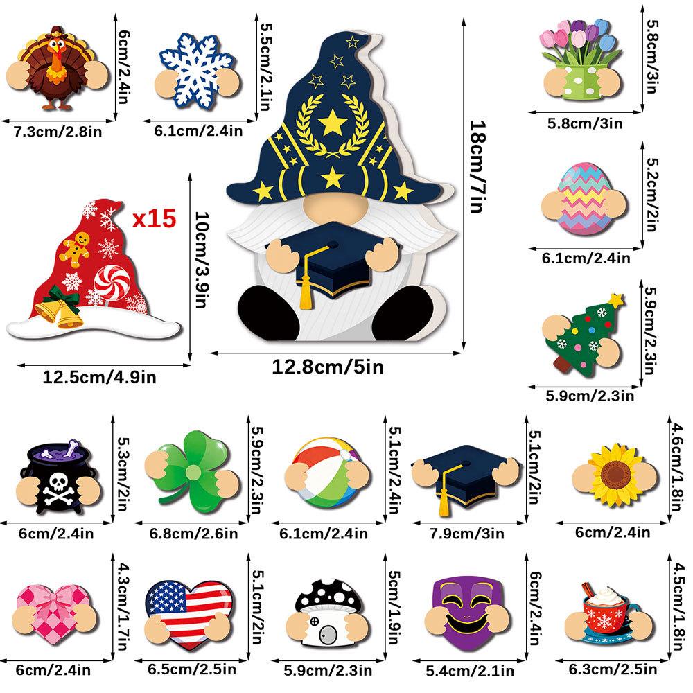 Interchangeable Gnomes Wooden Ornaments Tabletop Festival Decor with Changeable Clothes Christmas Holiday Home Decoration Set