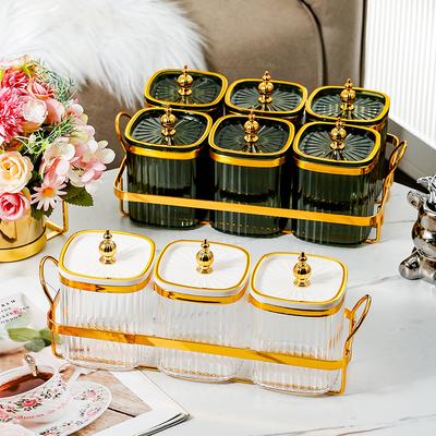Light Luxury Seasoning Box Household Kitchen Seasoning Bottle and Jar Combination Set Shelf Light Luxury Salt MSG Seasoning Jar