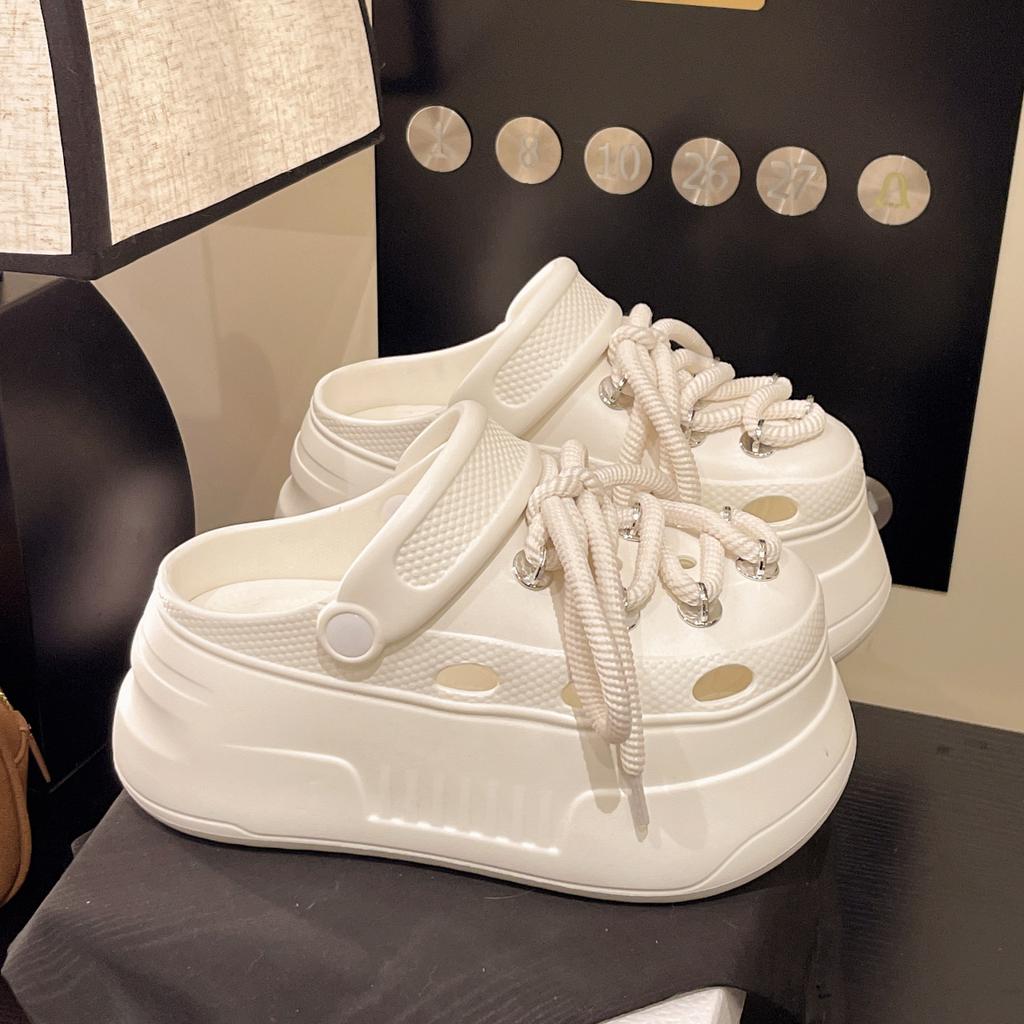 Soft leather lace-up Doudou shoes women's 2025 new summer soft-soled comfortable casual shoes non-slip wavy bottom platform single shoes