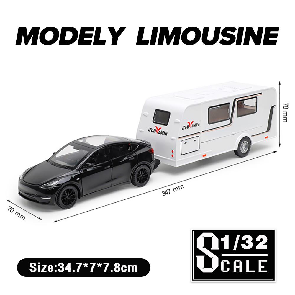 1/32 Scale Tesla Model Y Caravan Metal Diecast Alloy Toy Car Model Trucks For Kids Toys Vehicles Hobbies Collection