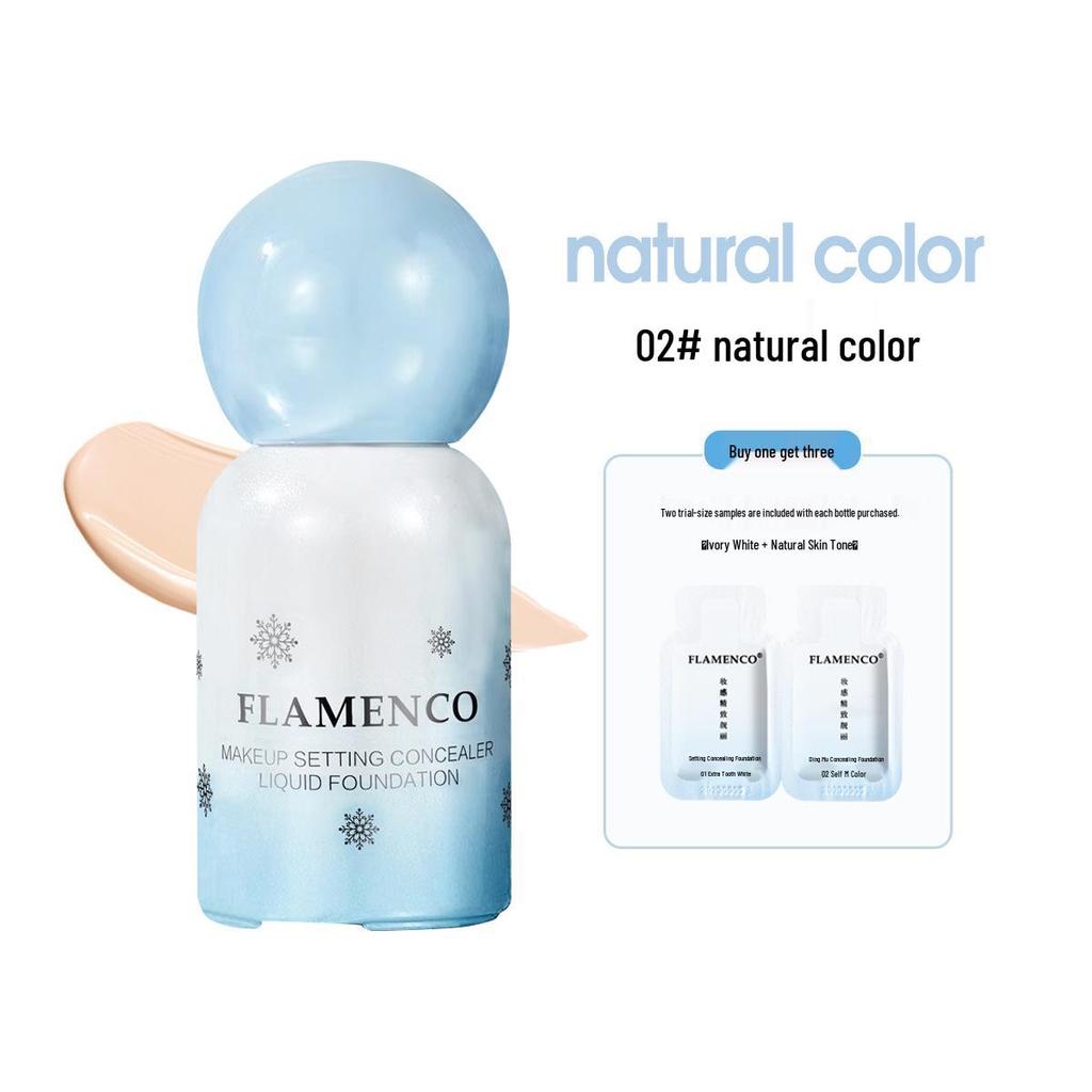 FLAMENCO Long-lasting Lightweight Foundation: Natural Brightening, Smudge-Free for Oily Skin