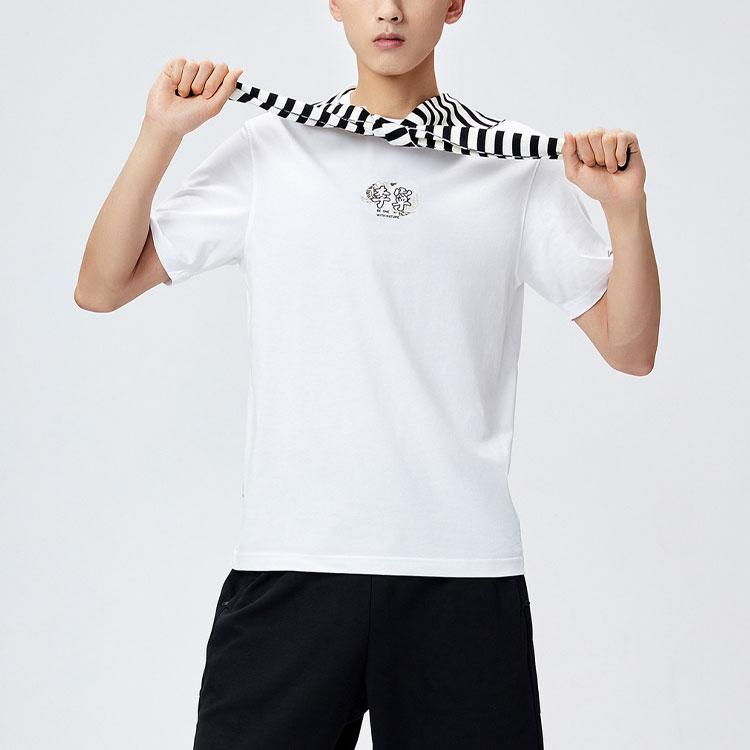 Li-Ning Sports Fashion Series Embroidered Logo Knit Breathable Short Sleeve T-Shirt Men Tops White AHSR517-1
