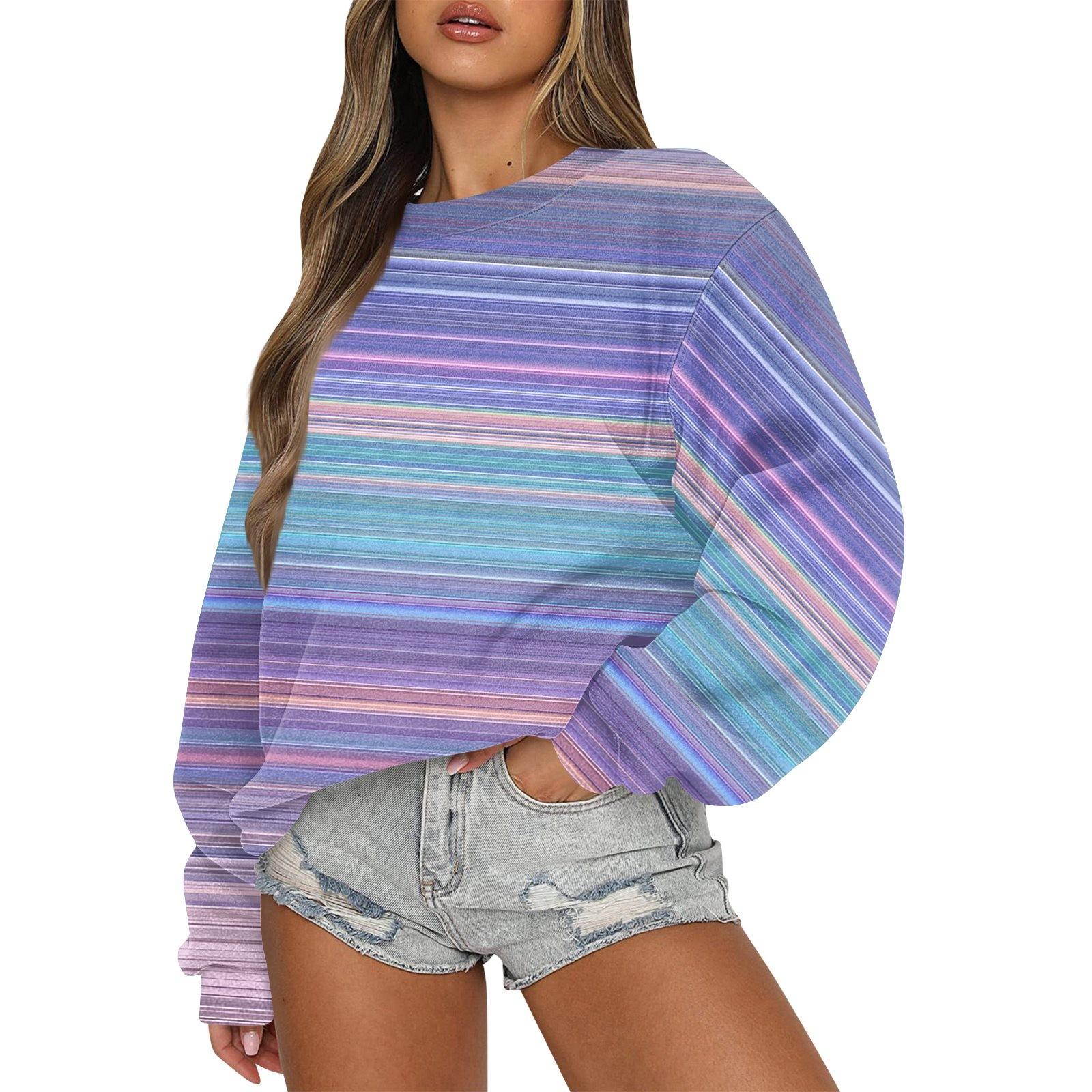 

Женский повседневный модный удобный свободный свитер с круглым вырезом и длинными рукавами с разноцветным принтом XL фиолетовый