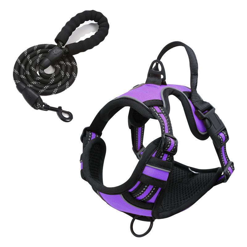 Set Ham Reflectorizant Dublu Strat pentru Câine și Lesă cu Guler cu Cataramă