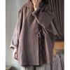 Johnature Women Vintage Jackets Solid Color Belt Long Sleeve Coats Spring Loose Jackets
