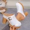 Women Sandals Fashion Round Thick Sole Mules Shoes Chunky Heels Platform Sandals Women Height Increase Summer Retro Shoes Women
