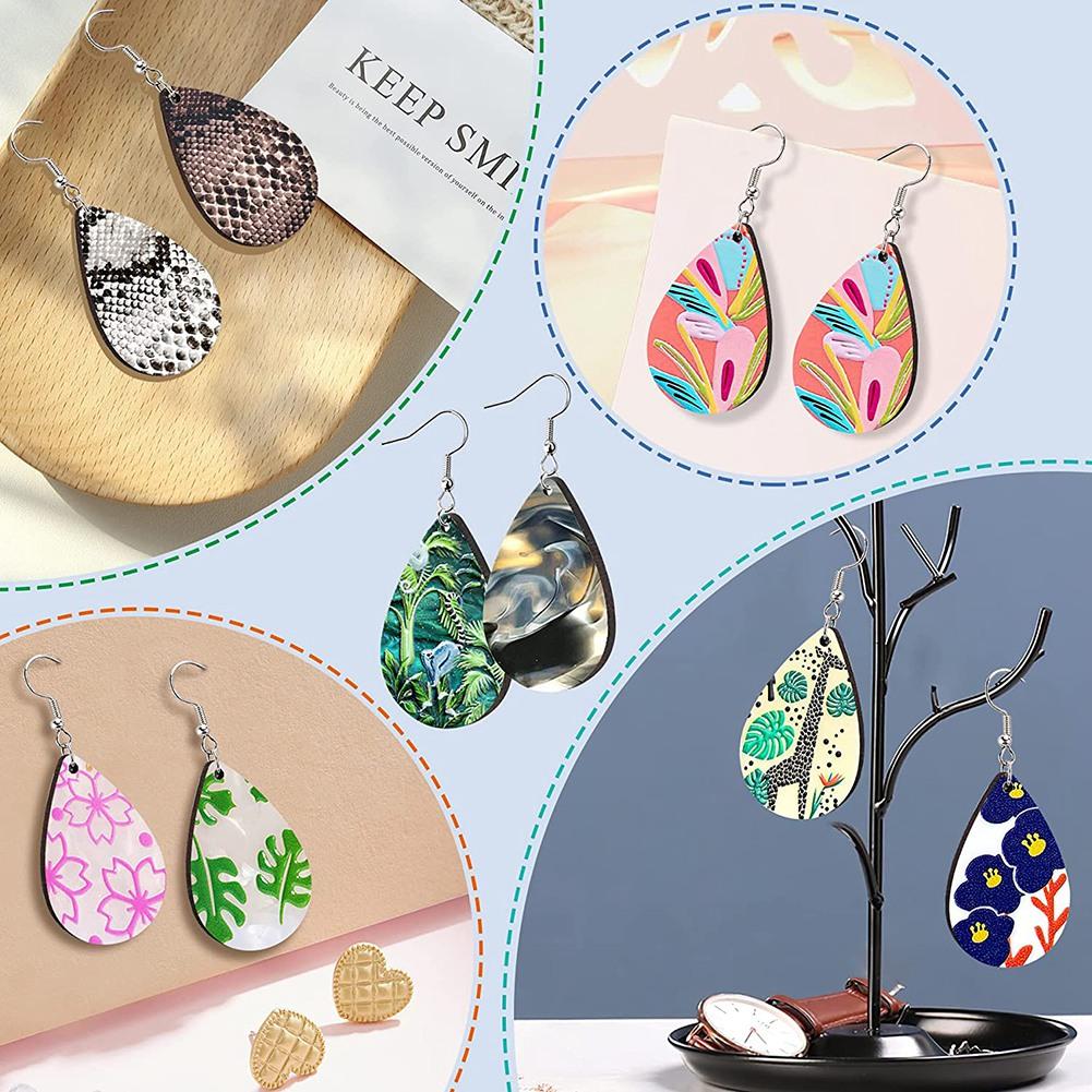 ABIY-60Pcs Sublimation Blank Earrings Unfinished Teardrop Heat Transfer Printing Earrings Pendant for Jewelry DIY Making