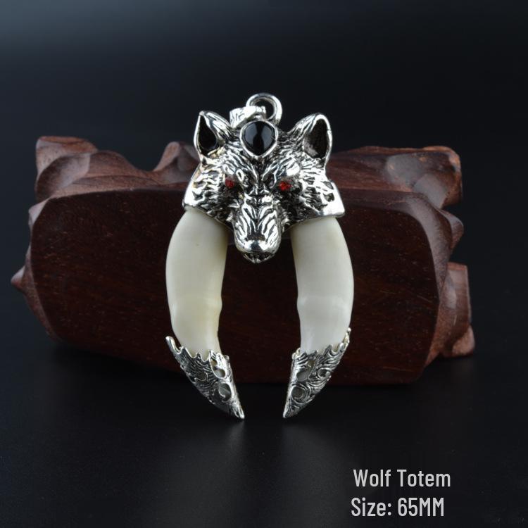 Sterling Silver Wolf Tooth Pendant Necklace: Real Wolf Dog Tooth Tip, Men's & Women's Retro Tibetan Silver Long Necklace.