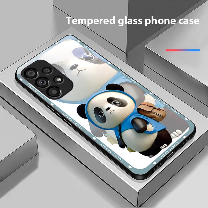 Rucksack Bär Schwarz Für Samsung Galaxy S 8 9 10 20 Plus 21 FE 22 23 24 Ultra S7 Edge Schwarz Gehärtetes Glas Handyhülle Hartschale