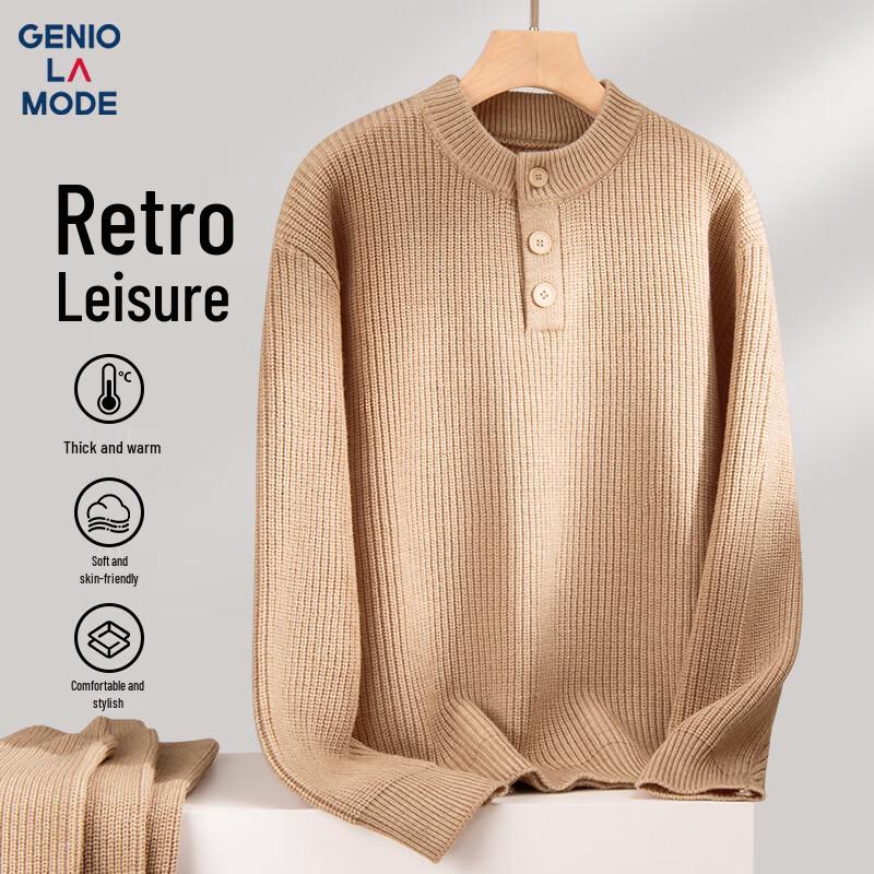 

Men s Henry Collar Thermal Knit Sweater 3XL