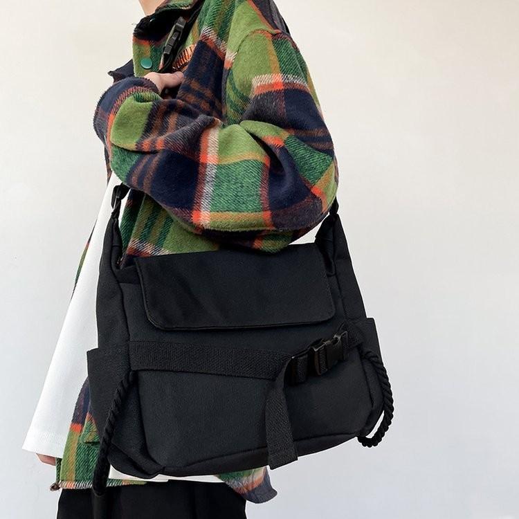 Japanese Vintage Casual Crossbody Bag For Women Spacious Checkerboard Design