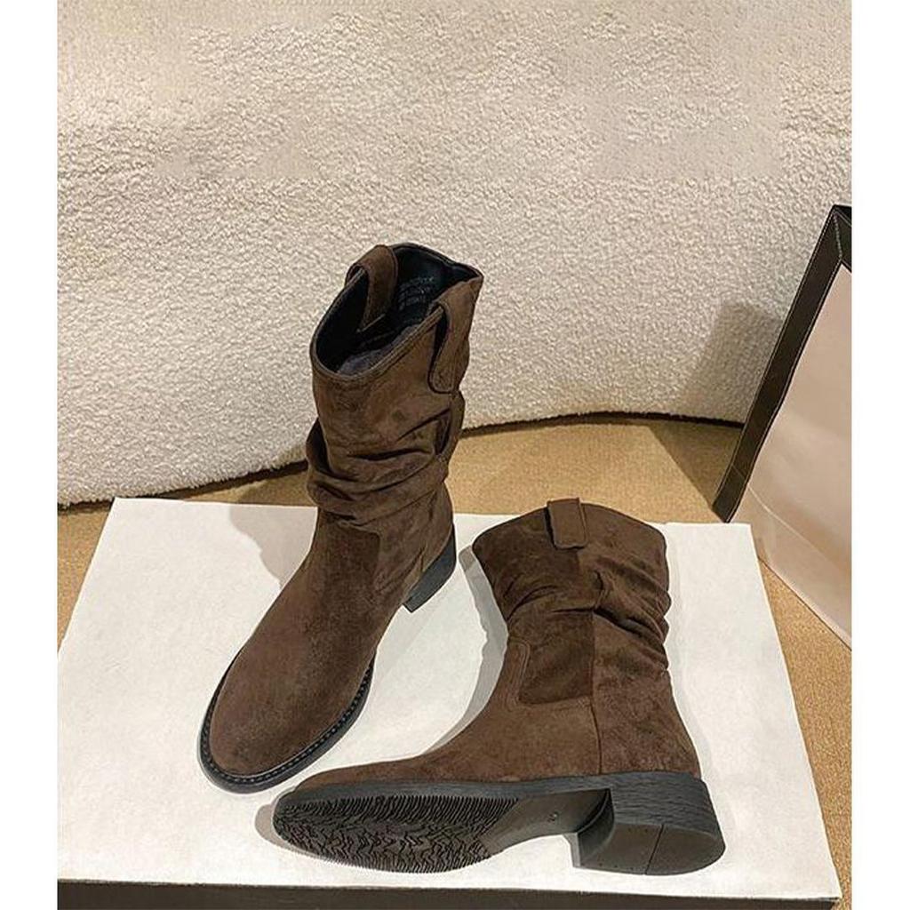 Popular Women's Martin Boots 2025 Autumn and Winter New Fashionable Versatile and Thin Feet Retro Thick Heel Stacked Boots