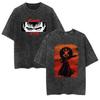 Fit Summer Berserk Stained Leather Washed Vintage Short Sleeve Tshirt Warrior Shirt Retro High Street Loose Cotton Top