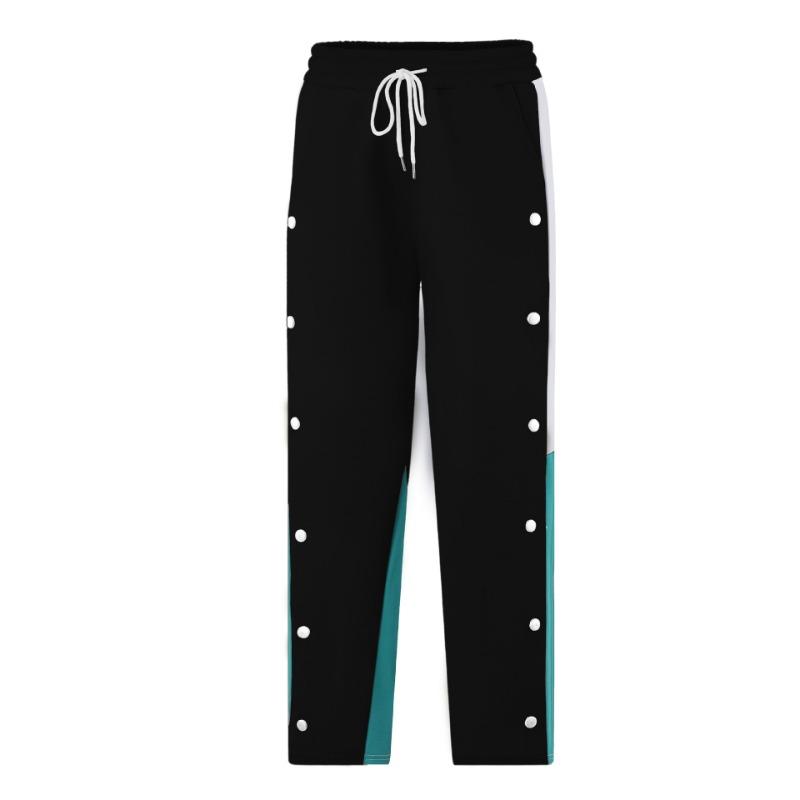 Men's Funky Pants Casual Colour Block Button Trousers Sweatpants Men's Straight Legs
