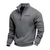 American Style Plus Size Short Sleeve Sweatshirt Fleece Half Zip Loose Stand Collar Solid Casual Pullover