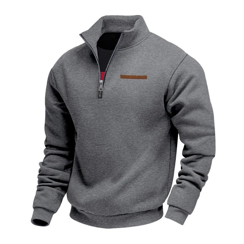 American Style Plus Size Short Sleeve Sweatshirt Fleece Half Zip Loose Stand Collar Solid Casual Pullover