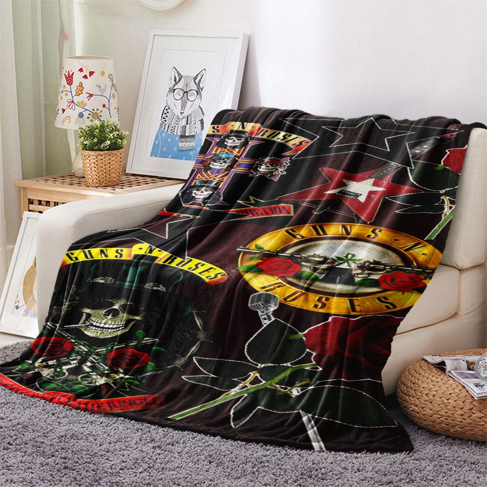Guns N' Roses Rock band printing Flannel Blanket Bedroom Sofa Camping Warm blanket Gifts for family and friends-MJ002