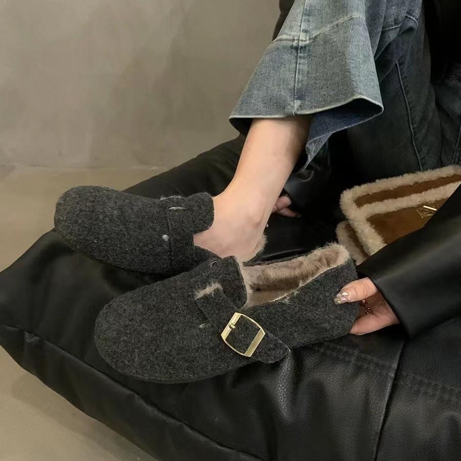 Retro velvet shoes women's shoes 2025 new autumn and winter Korean version Doudou shoes velvet thermal cotton single shoes