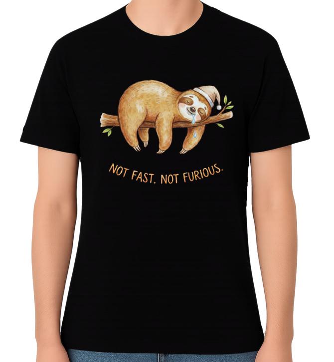 Not Fast Not Furious Sloth Graphic Unisex T-Shirt Funny Chill Tee S