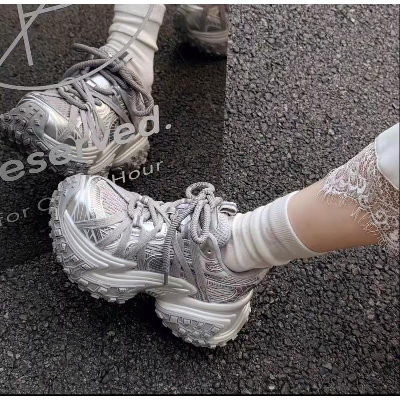 Fashion 7 cm Women Platform Sneakers Cross-straps Design Casual Shoes Vintage Lace Up Sneakers Tennis Outdoor Sports Shoes Female