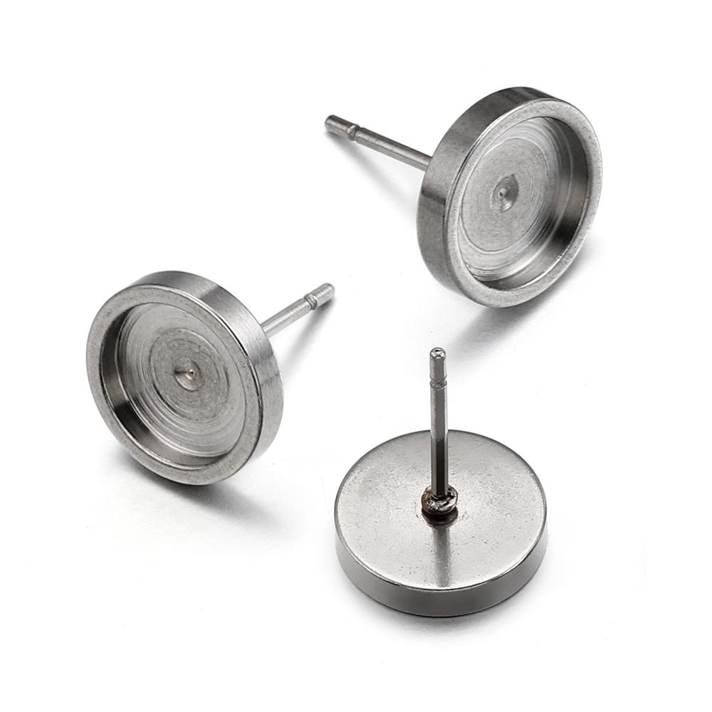 10 pezzi 6/8/10mm Acciaio Inossidabile Orecchini a Perno Vassoio Base per Orecchini Cabochon per Orecchini Gioielli Fai da Te Accessori per Orecchie